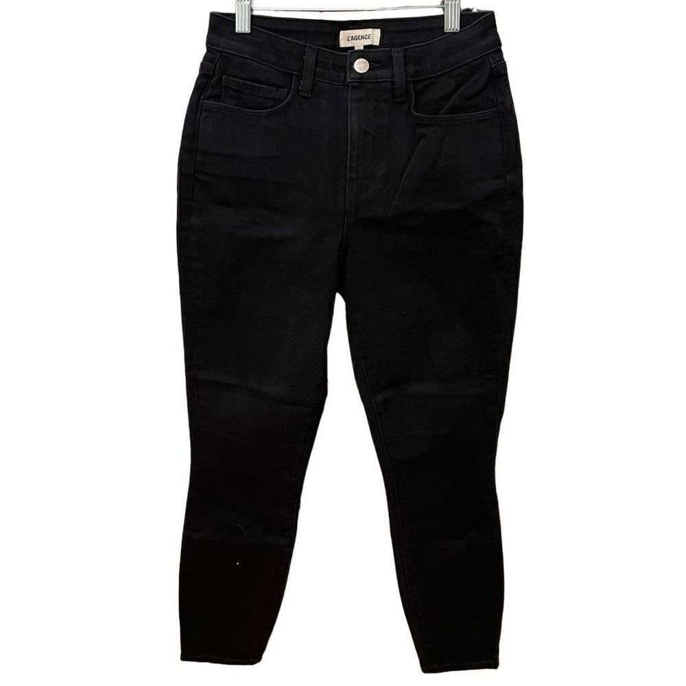 L’Agence Jeans Womens 25 Black Margot Skinny Leg High Rise Stretchy Goth